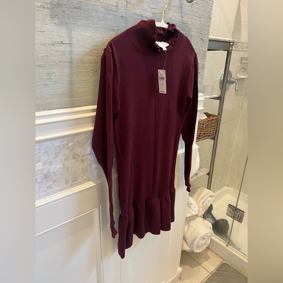 NWT new medium Anthropologie sundays Andes sweater dress burgundy mock neck - Picture 7 of 16